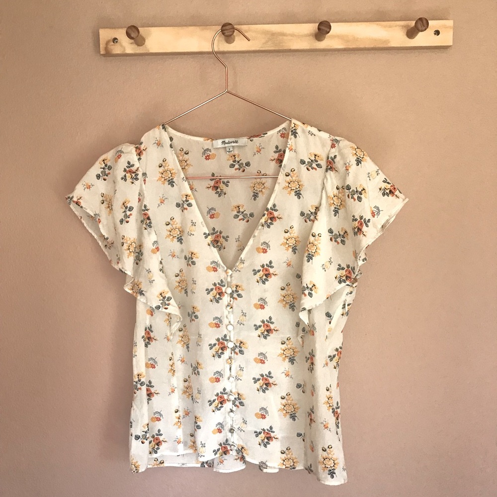 Madewell floral button up blouse size 6